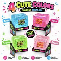 Schylling NEEDOH gliukozės sirupo švytintis ledo kubo spaudomas žaislas, lėtai atšokantis sensory streso malšinantis ledo kubas, gimtadienio vakarėlio dovana random (1pcs) pink