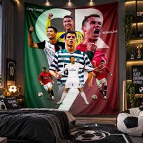 Sieninis gobelenas su Cristiano Ronaldo atspaudu Audinys svetainei, miegamajam, namų dekoravimui 100cmx150cm