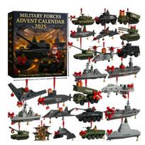Acrylic Christmas Tree Ornament Blind Box 2025 Military Legend Advent Calendar Decor Adults Collectors 26x18x3 cm gray