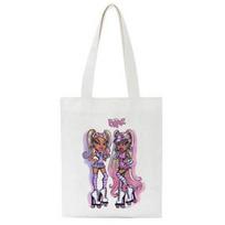 Bratz Harajuku raidės moteriška drobės pirkinių rankinė, laisvalaikio, didelės talpos, animacinio stiliaus moteriška rankinė, Harajuku Kpop Kawaii Y2k peties rankinės 24*26cm white