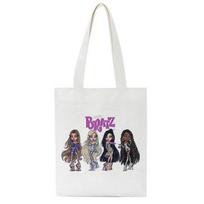 Bratz Harajuku raidės moteriška drobės pirkinių rankinė, laisvalaikio, didelės talpos, animacinio stiliaus moteriška rankinė, Harajuku Kpop Kawaii Y2k peties rankinės 24*26cm