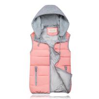 New Korean Version Color Down Cotton Vest, Large Size Women's Hooded Cotton. L gray