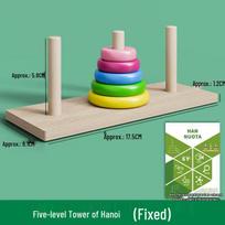 Educational Wooden Tower of Hanoi: Multi-Layer Math Learning Tool for Logical Thinking and Student Competitions beige