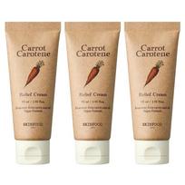 SKINFOOD Carrot Carotene Relief Cream 70ml (3-Pack) - Intensive Soothing & Hydrating Vegan Cream - Sensitive Skin Korean Skincare Bundle beige
