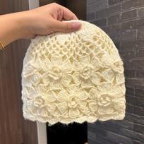 Universalus rankų darbo nėrimo kepurė moteriška pavasarinė ir rudeninė nauja megzta vilnonė kepurė didelio galvos apimties tuščiavidurė galvos kepurė average size 54-59cm smėlis
