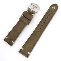 Vintage Leather Watch Strap 20mm 22mm 24mm Cowhide Handmade Stitching Watch Band for Seiko Smartwatch Wristband Watch Accessory 20mm žalia