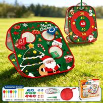 Kids 4-in-1 Bean Bag Toss Game, Foldable Outdoor Carnival Game Set with Bean Bags, Darts, Sticky Balls & Ring Toss, Portable Indoor/Outdoor Toys black