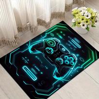 1pc Cool game controller Print, Design Area Rug - Soft, Anti-Slip, and Durable Gaming Room Decor for Bedroom, Living Room 60cm by 90cm gray