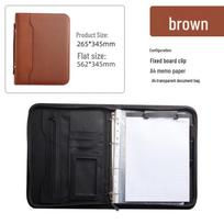 Business Multifunctional A4 PU Ring Binder: Manager's Document & Contract Zipper Briefcase. black