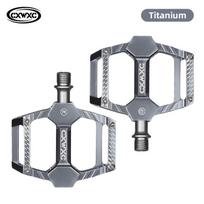 CXWXC Bike Pedals Aluminum Anti-slip MTB Road Bicycle Pedals Ultralight Sealed 3 Bearing One-piece Galvanized Cycling Pedal CX-06L Ti gray