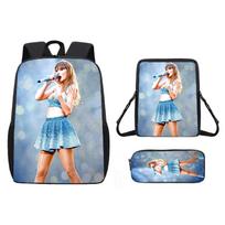 Taylor Swift Taylor Elementary And Secondary School Students Three-Piece Backpack Satchel Pencil Case Satchel gray