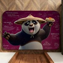 filmas K-Kung Fu P-Panda Grindų kilimėlis Minkštas flanelinis grindų kilimėlis Tinka prieangiams, svetainėms, miegamiesiems ir vonios kambariams 40x60cm black