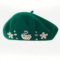 Women S Wool Beret French Vintage Painter Hat Ladies All Match Beret One Size žalia