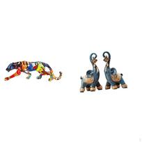 Majestic Leopard And Elephant Resin Sculpture Figurine Set for Modern Home Office Bookshelf Desktop gray