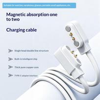 2 In 1 Magnetic Charging Cable Type C Port High Conductivity Copper Fast Charging For Smart Watches Wearable Devices Daily Home 1pc white