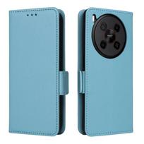 Odiniai atverčiami dėklai ZTE Blade V70 Max telefonui, PU odos telefono dėklas, pilnos apsaugos, atsparus smūgiams, patvarus, retro stiliaus atverčiamas dangtelis for ZTE Blade V70 Max šviesiai mėlyna spalva