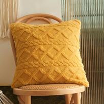 Twist KnittingPlush Pillow Case Vintage Knitted Cushion Cover Simple Cushion Plush Pillowcase Headboard Back 450mm*450mm orange