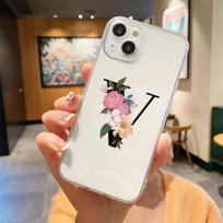For iPhone 15 16 14 13 12 mini 11 Pro Max XS X XR SE 7 8 Plus Silicone Clear Cover Flower Letters S Luxury Phone Case iPhone 11 white