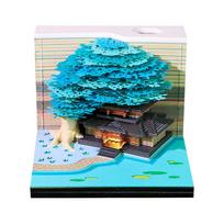 3D Sticky Notes Of Blossom Marriage Treehouse Paper Sculpture Calendar With Lights Craft Notepad Memo Pad Block Note Paper Decor blue