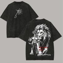 The Seven Deadly Sins Escanor Manga T-shirt Vintage Washed T Shirt Men's Clothes Short Sleeve Tops M gray