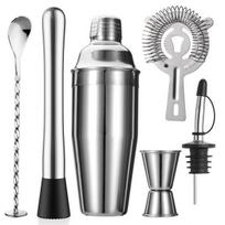 Cocktail Bar Tool Set With Stainless Steel Shaker For Home Entertaining 6pcs A gray