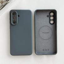 Magsafe matinio silikono originalus dėklas Samsung S26 S25 S24 S23 S22 Plus Ultra A56 A16 A55 A54, magnetinis, atsparus smūgiams dangtelis Galaxy S26 Plus tamsiai pilka spalva