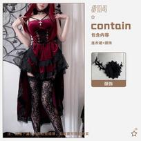 European and American Dark Gothic Halloween Adult Costume Black Dress Performance Costume Witch Vampire Bride M gray