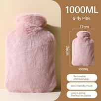 Hot Water Bottle for Filling with Water, Hot Compress for Neck, Hands, and Feet, Explosion-Proof, New Model for Girls Girly Pink 1000ml rožinė