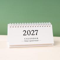 2027 Small Coil Standing Desk Calendar Portable Flip Monthly Planner for Desktop Decor Work Schedule Tracking A13 white