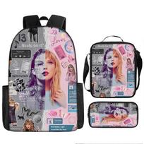 Taylor Swift Elementary And Secondary School School Bag Backpack Children'S Meal Bag Pencil Case Set black