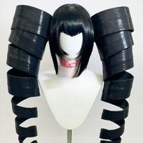 Anime Celestia Ludenberg Cosplay Yasuhiro Taeko Wig Artificial Black Hair Spiral Double Ponytail Role Play Props Accessories One Size black