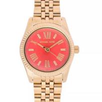 MICHAEL KORS Lexington Women's Quartz Watch red Dial gold-platedstainless steel Strap 26mm MK3284 raudona