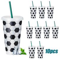 5/10 Pcs Plastic Soccer Cups Bulk Reusable Tumbler With Lid And Straw Sports Gifts For Coach Fan Men Women Soccer Team Gifts B white