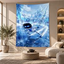 Dekoratyvinis gobelenas, Astro Bot spausdinamas sienos menas, Lengvas sieninis kabinamas elementas miegamojo fonui 180cmx200cm