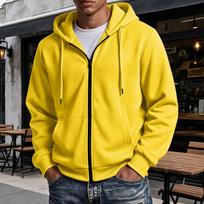Men's Casual Zip-Up Hoodie Jacket with Pockets, Black Lightweight for Everyday Wear S geltona