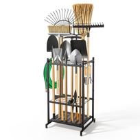 VEVOR Sodo įrankių organizatorius, 35 vietos su kabliukais, Metalinis garažo laikymo stovas, Grėbliams/šovėms/šluotoms 44 x 40.5 x 76 cm