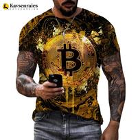 Bitcoin Graphic 3D Printed T-shirt Men Women Summer Fashion Casual Fitness Tops Tees Harajuku Streetwear Oversized T Shirt XXL juoda