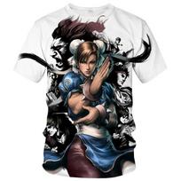 Vasarinis Street Fighter Vyriški/moteriški Mados Slim T-shirt 3D Spausdinimo T-shirt Laisvalaikio Vaikų Viršutinė dalis Didelio Dydžio 4XL gray