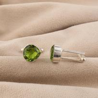 Peridot Gemstone 925 Sterling Silver Handmade Formal Cufflinks 1  For Wedding/Birthday Parties CL-10-4 gray
