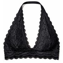 Nugara surišamas nėriniuotas push-up liemenėlė, belaidė patogi paminkštinta camisole apatinė apranga M juoda