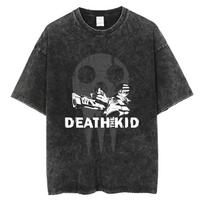 Soul Eater Manga T Shirt Death The Kid Print Tshirt Vintage Washed Streetwear Men Women Clothes Oversized Cotton Tee Shirt 2XL black