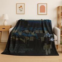 3D Billie Eilish Singer Star Flannel Blanket Soft Warm Throw Blanket for Bedroom Living Room Bed Travel Camping Picnic Gift Size: 75*100cm, Weight: 230 GSM gray