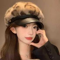 Women S Fashion Versatile Fleece Lined Leopard Print Beret Hat For Autumn Winter One Size juoda