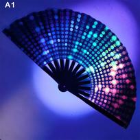 Rankinis Sulankstomas Rave Ventiliatorius Madingas Stilius Šokių Muzikos Ventiliatorius Festivalio Ventiliatorius Gradiento Atspindintis Fluorescencinis Ventiliatorius Šviečiantis Tamsiai Ventiliatorius A1 blue