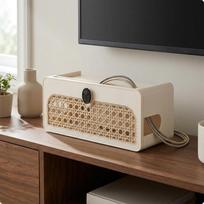 Desktop Cable Organizer Side OpeningsThrough Openings SolidBody Box Open Top Slot White balta