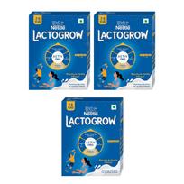 Nestle LACTOGROW Nutritious Milk Drink Powder | Biscuity Vanilla Flavour (2-6 Years),Pack of 3, 1200 G, Bag-In-Box Pack blue