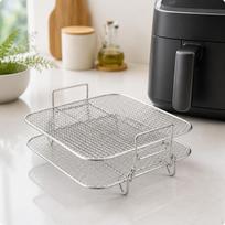 Two-Tier Air Fryer Rack Robust Kitchen Accessory Multifunctional for Baking gray