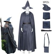 Gandalfo Būrūno Žiedų Valdovas Hobito Kostiumas Cosplay Medvilnės Lino Apsiaustas Kepurė Suaugusiųjų Helovino Vaidmenų Žaidimas L gray