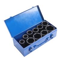 10PCS Set 1in Drive Deep Impact Socket Heavy Duty Impact Socket Set with Iron Storage Box blue