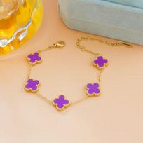 13 mm keturlapio dobilo apyrankė moterims, kriauklė, sėkmę nešantis keturlapis dobilas, peplum grandinėlė violetinė